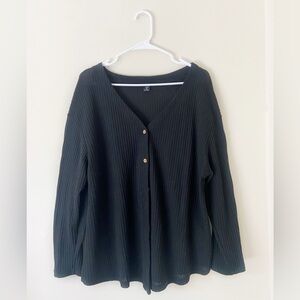 ✨3/$10✨ Shein Black Ribbed Sweater with Button Detail